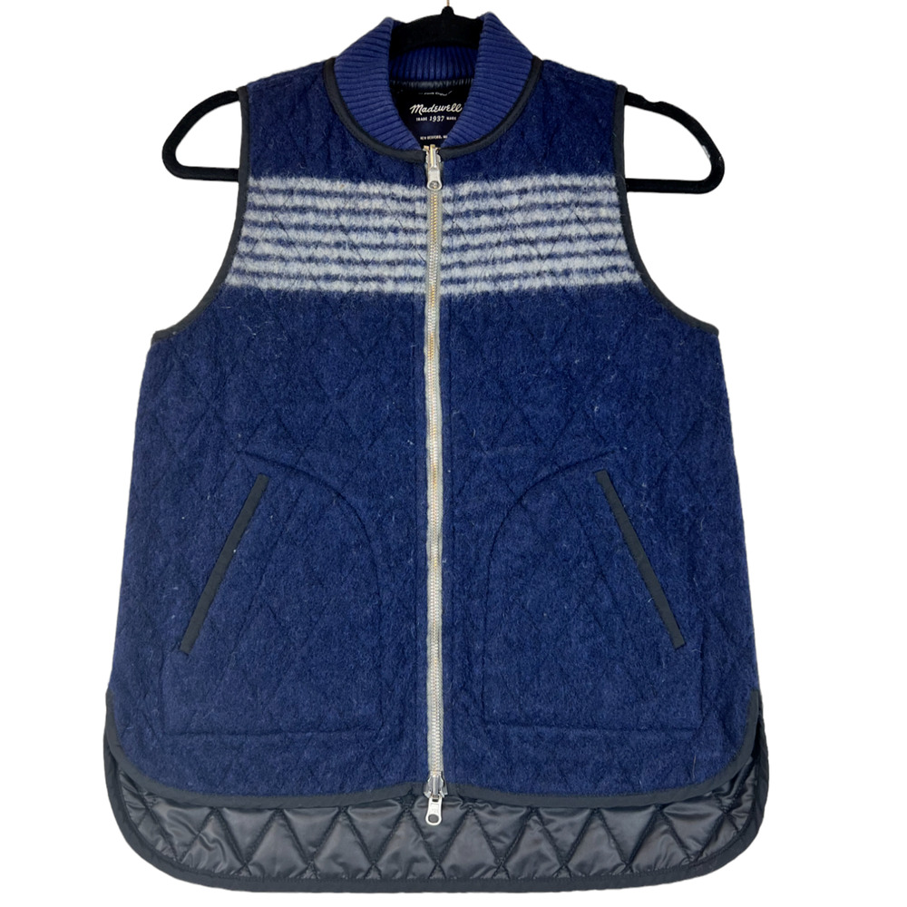 Madewell Quilted Wool Vest Fair Isle Zipper ,Pockets Size XS